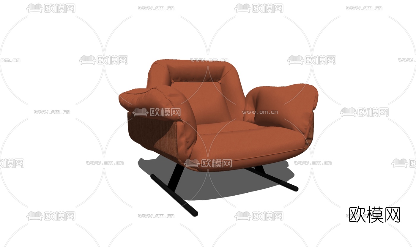 现代皮革休闲沙发su模型下载