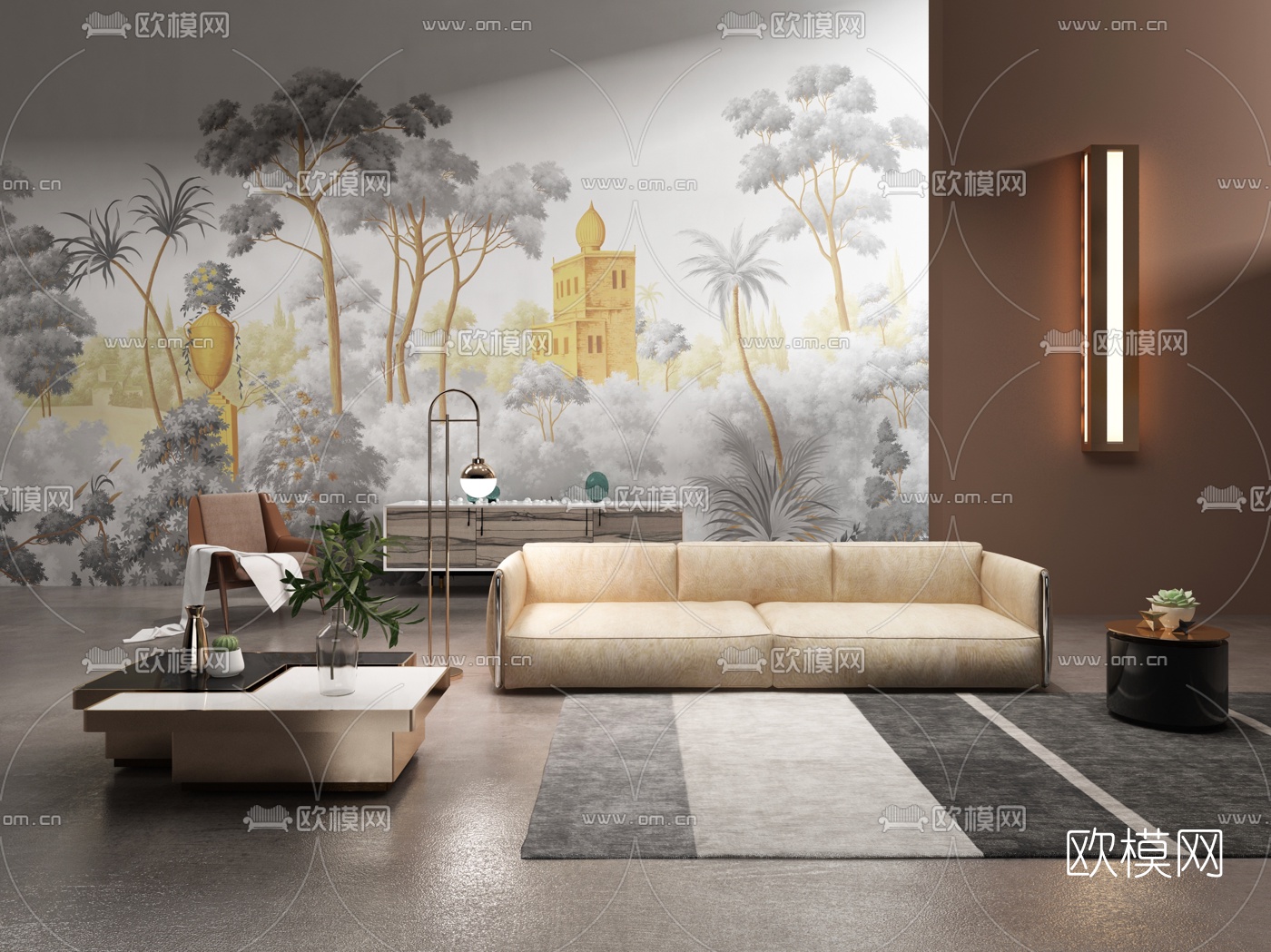 后现代布艺组合沙发3d模型