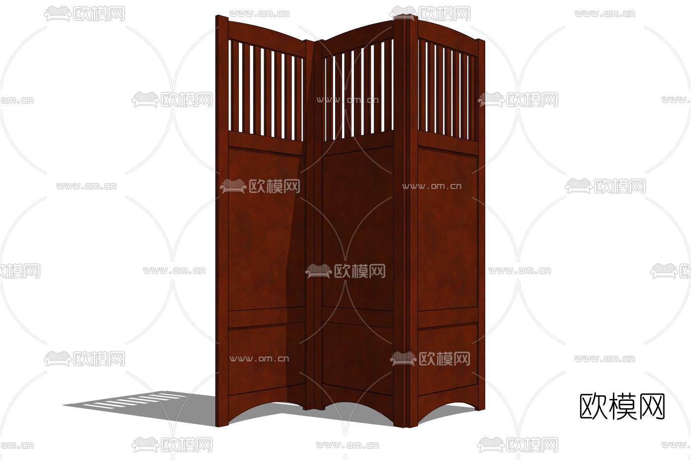 现代实木隔断屏风免费su模型下载