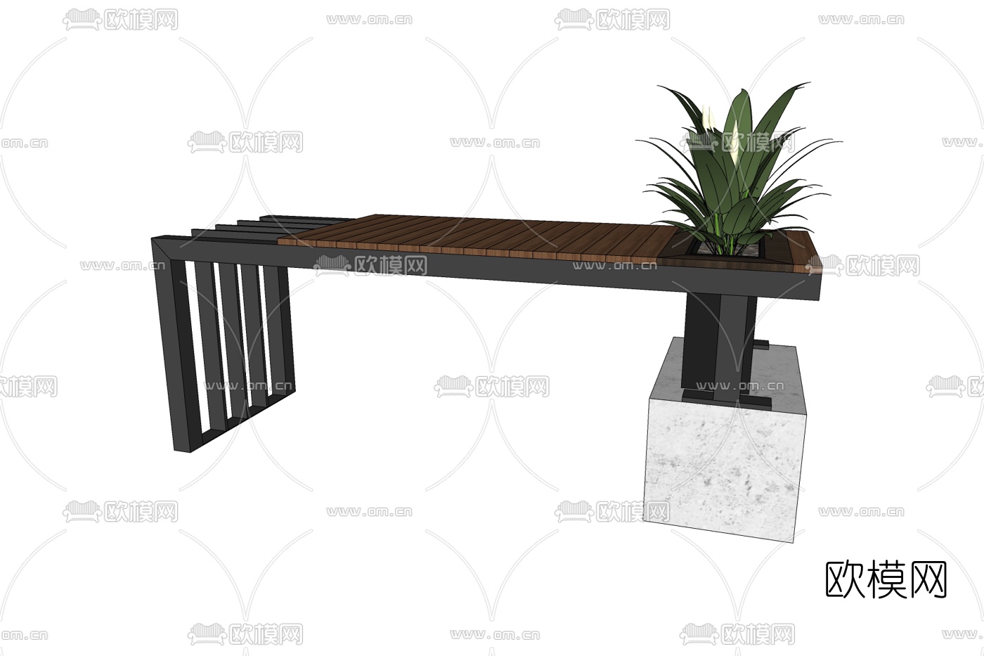 现代简约桌台免费su模型下载