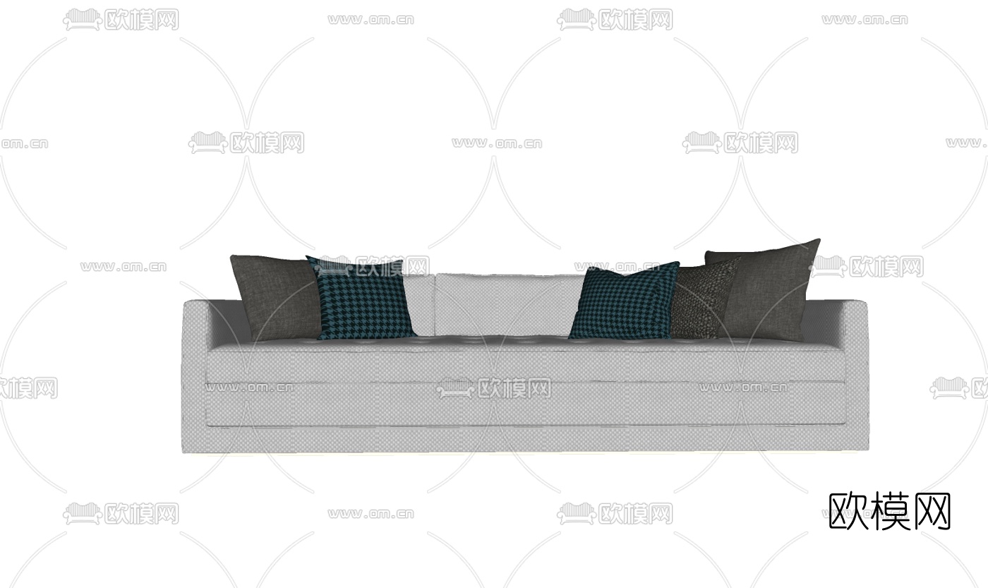 现代布艺多人沙发su模型下载