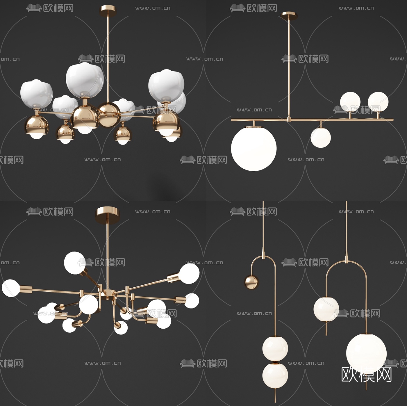 现代金属吊灯3d模型下载