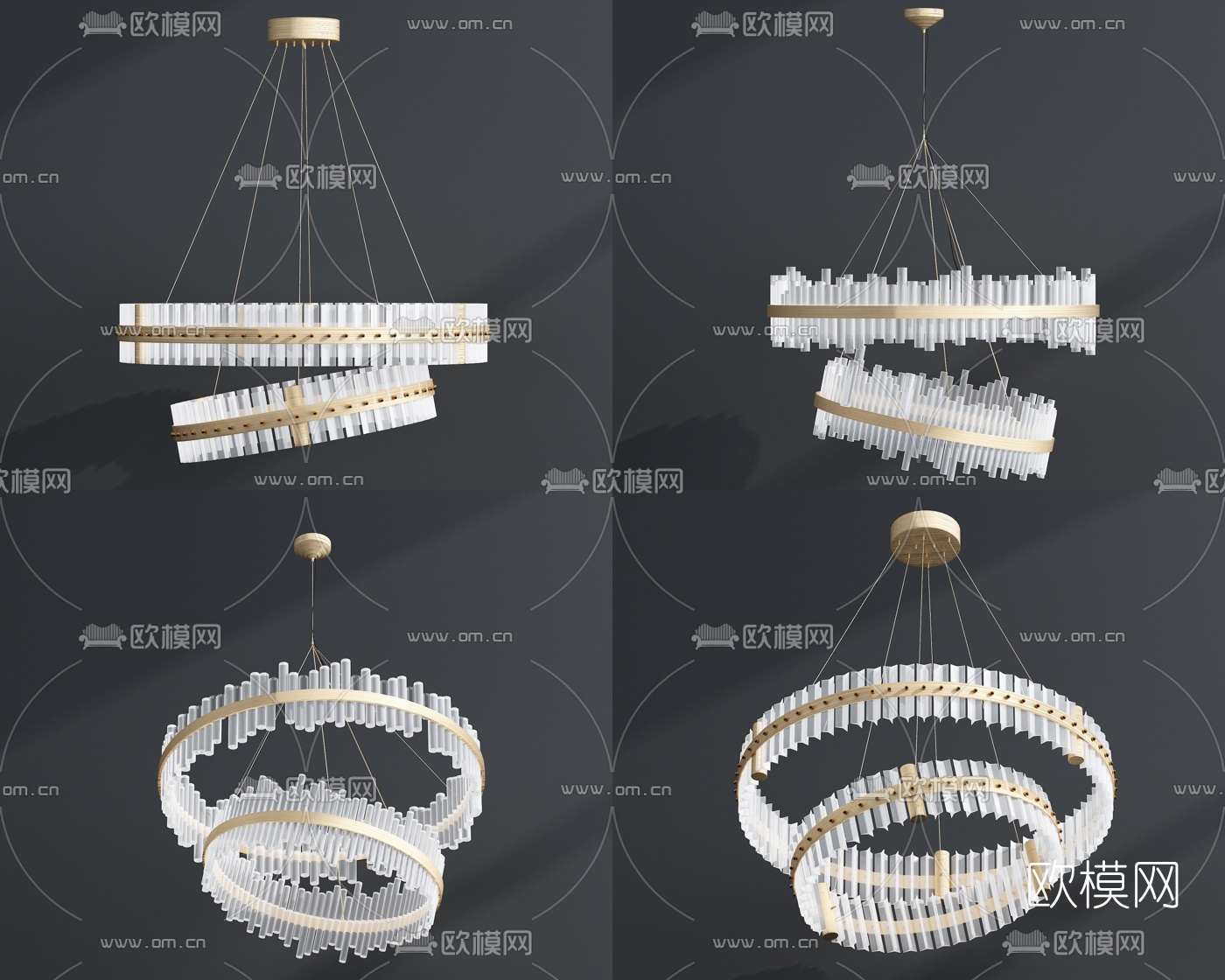 现代轻奢创意水晶吊灯3d模型下载（渲染图1）