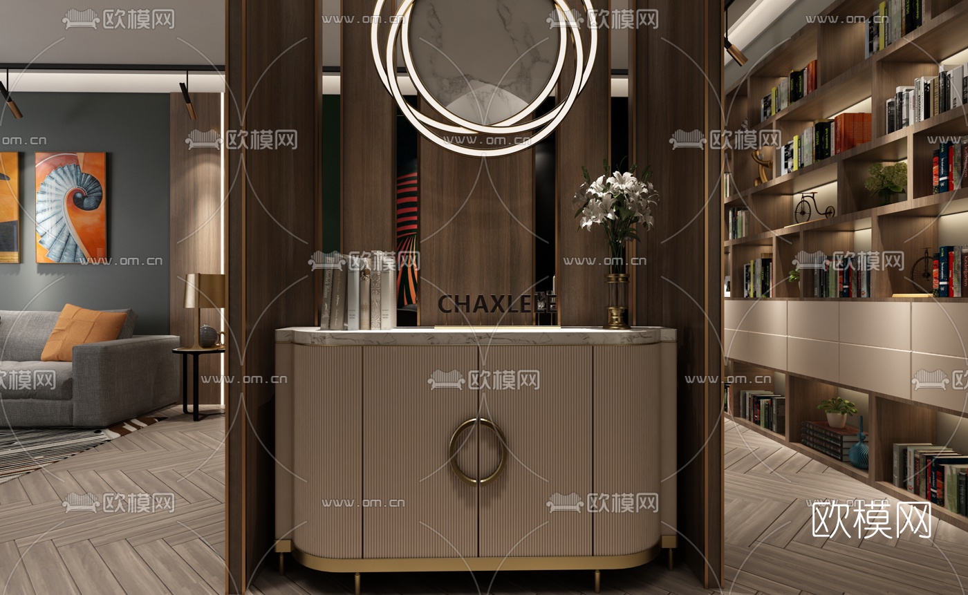 后现代客厅餐厅3d模型