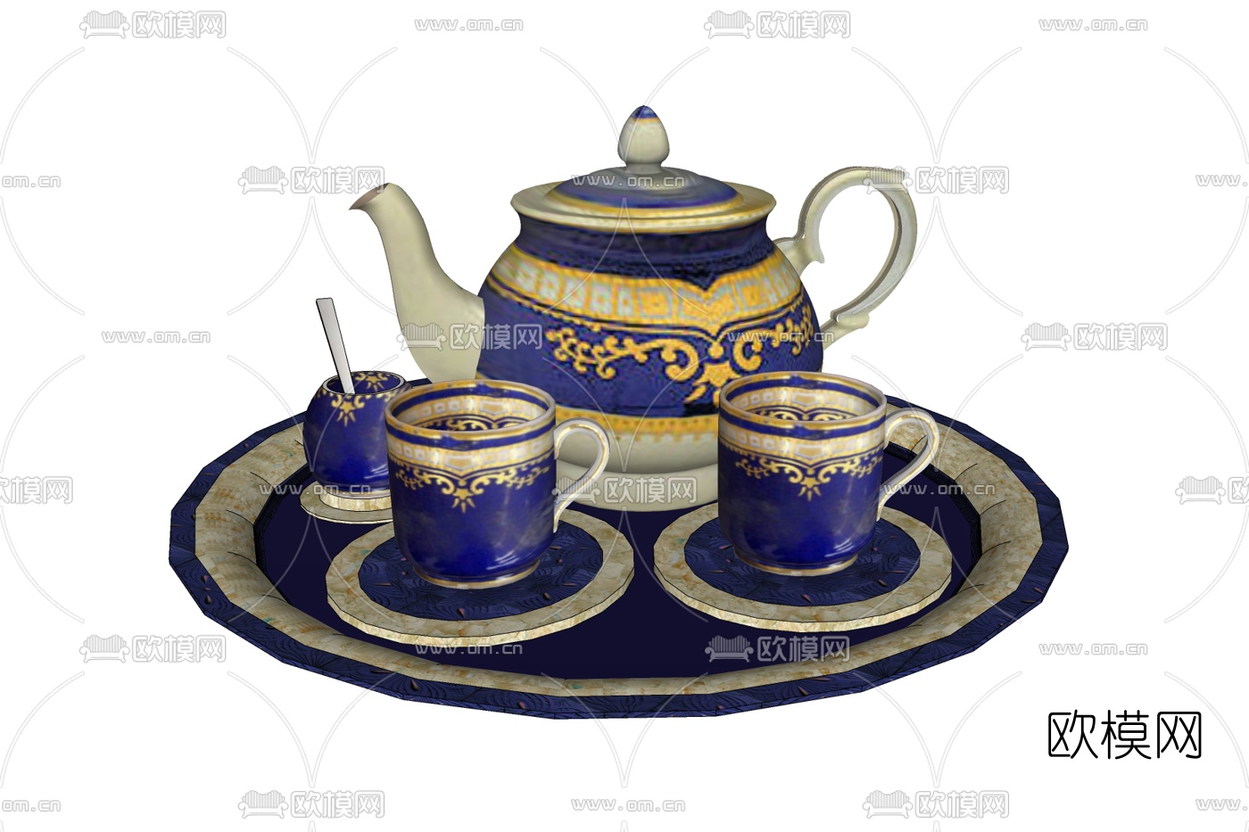 现代茶具免费su模型下载