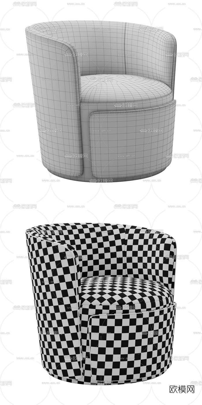 现代布艺休闲沙发3d模型下载（渲染图3）