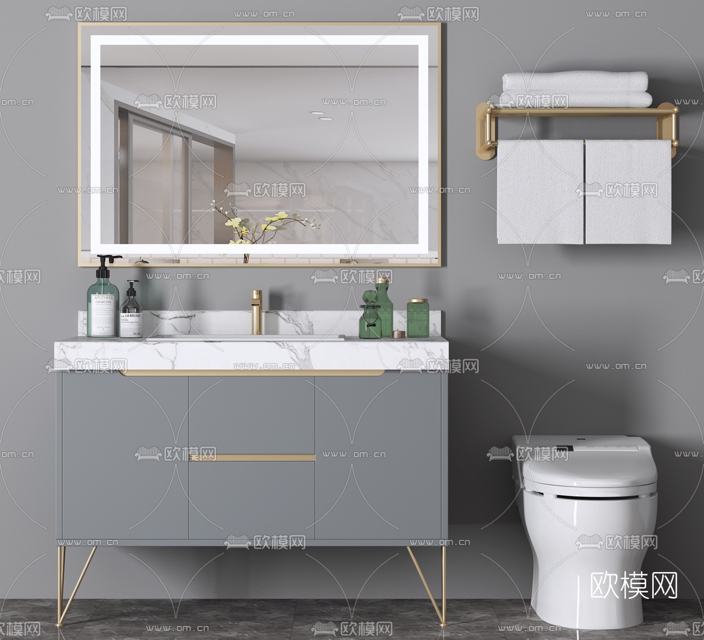 现代浴室柜洗手台3d模型下载