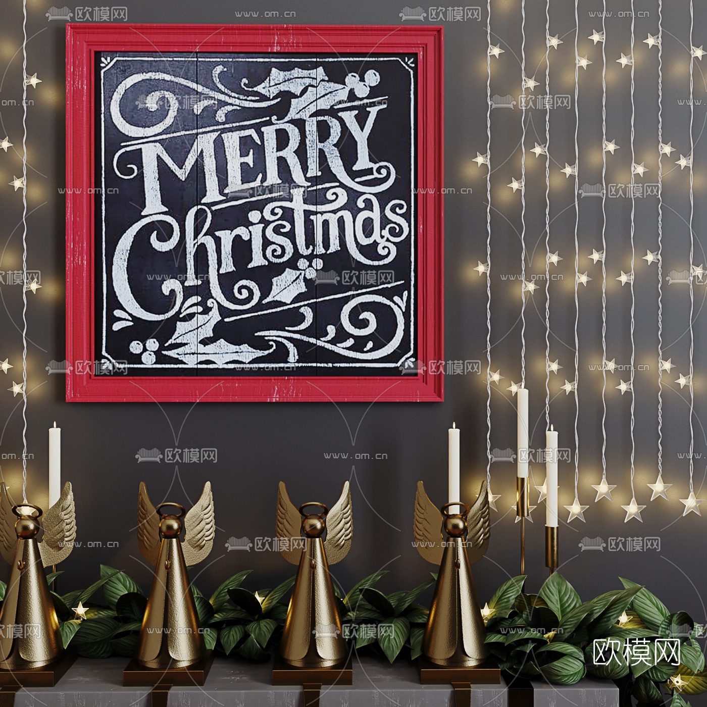 北欧圣诞壁炉3d模型下载（渲染图4）