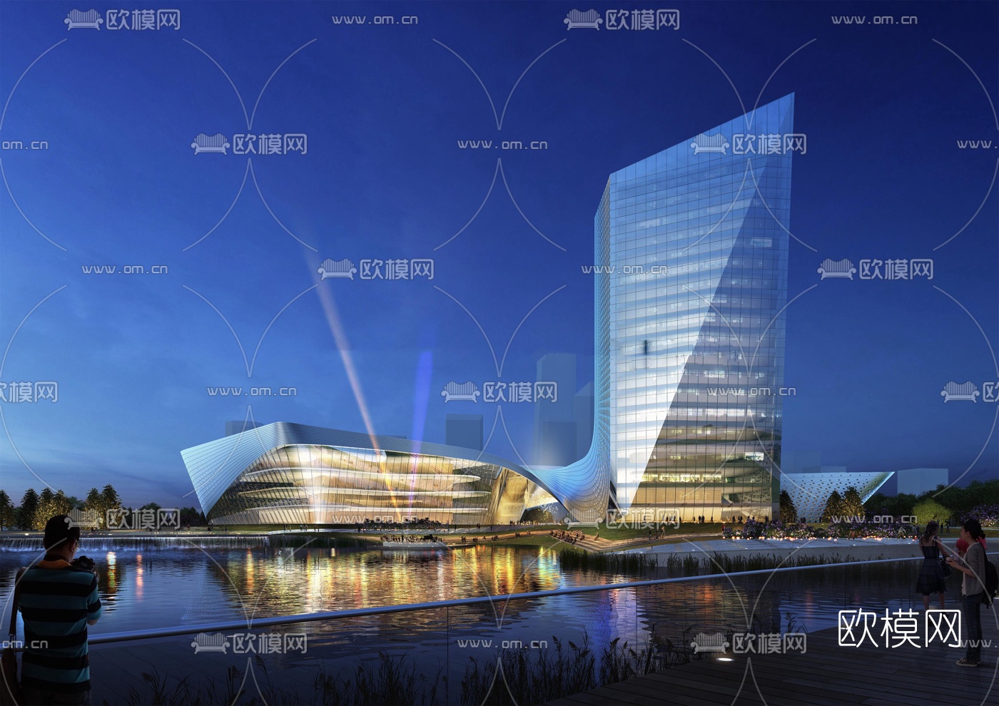 现代商业楼外观su模型下载（渲染图6）