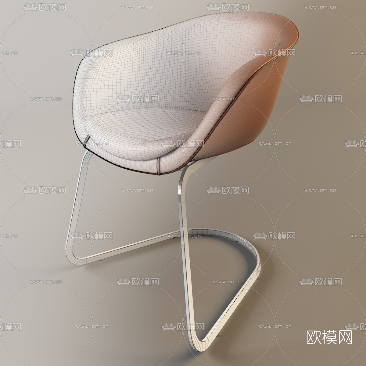 现代皮革单椅3d模型