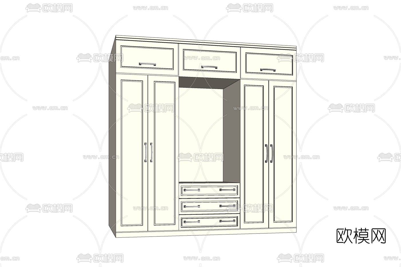 美式衣柜免费su模型下载