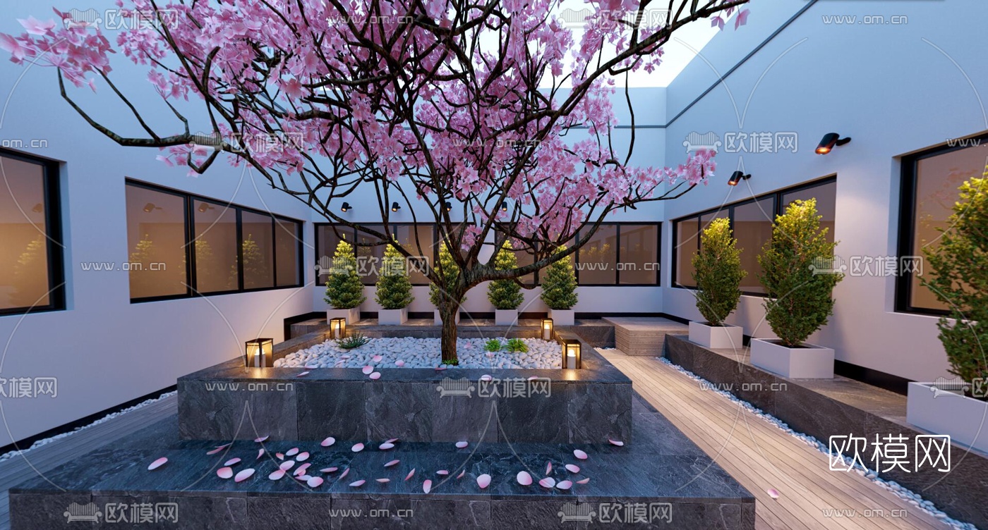现代天台花园vr全景3d模型