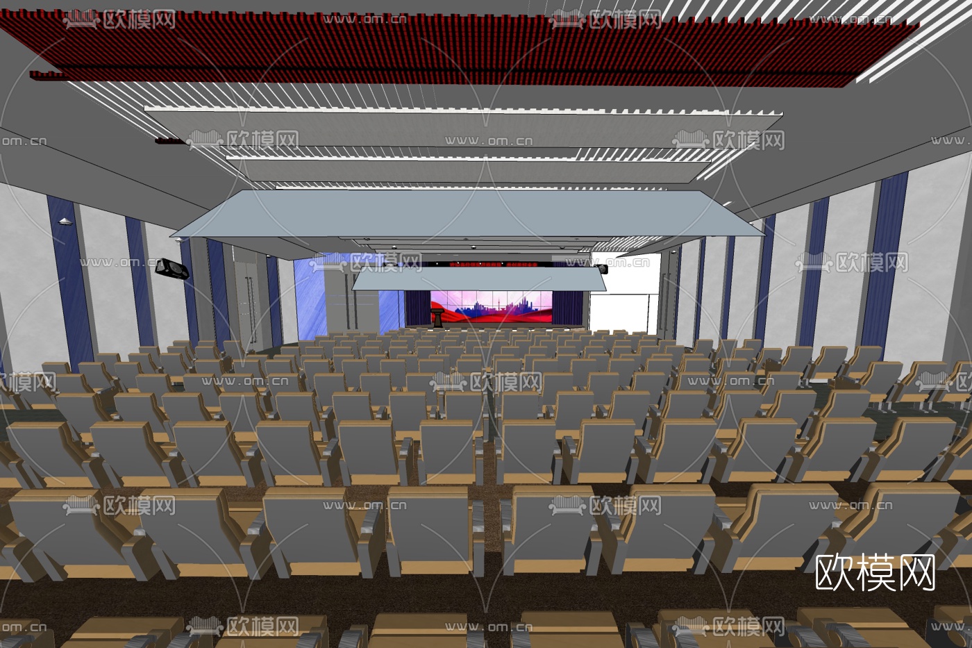 现代大型会议室免费su模型下载