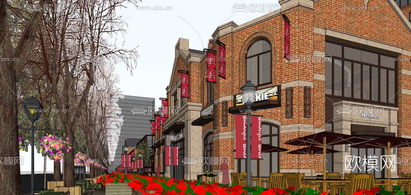 欧式商业街su模型下载（渲染图9）
