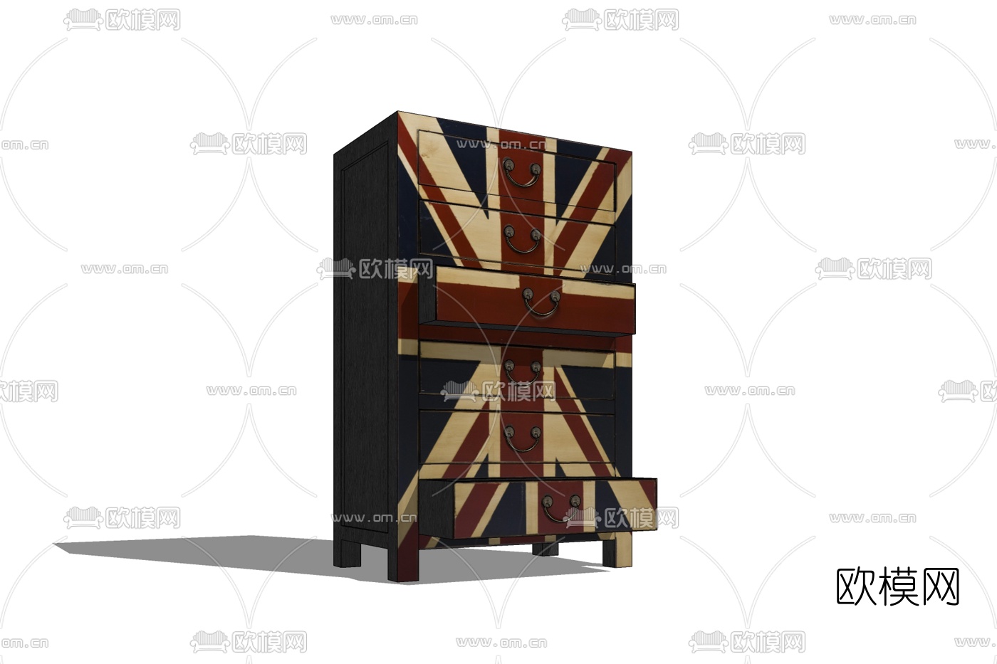 工业风实木床头柜免费su模型下载
