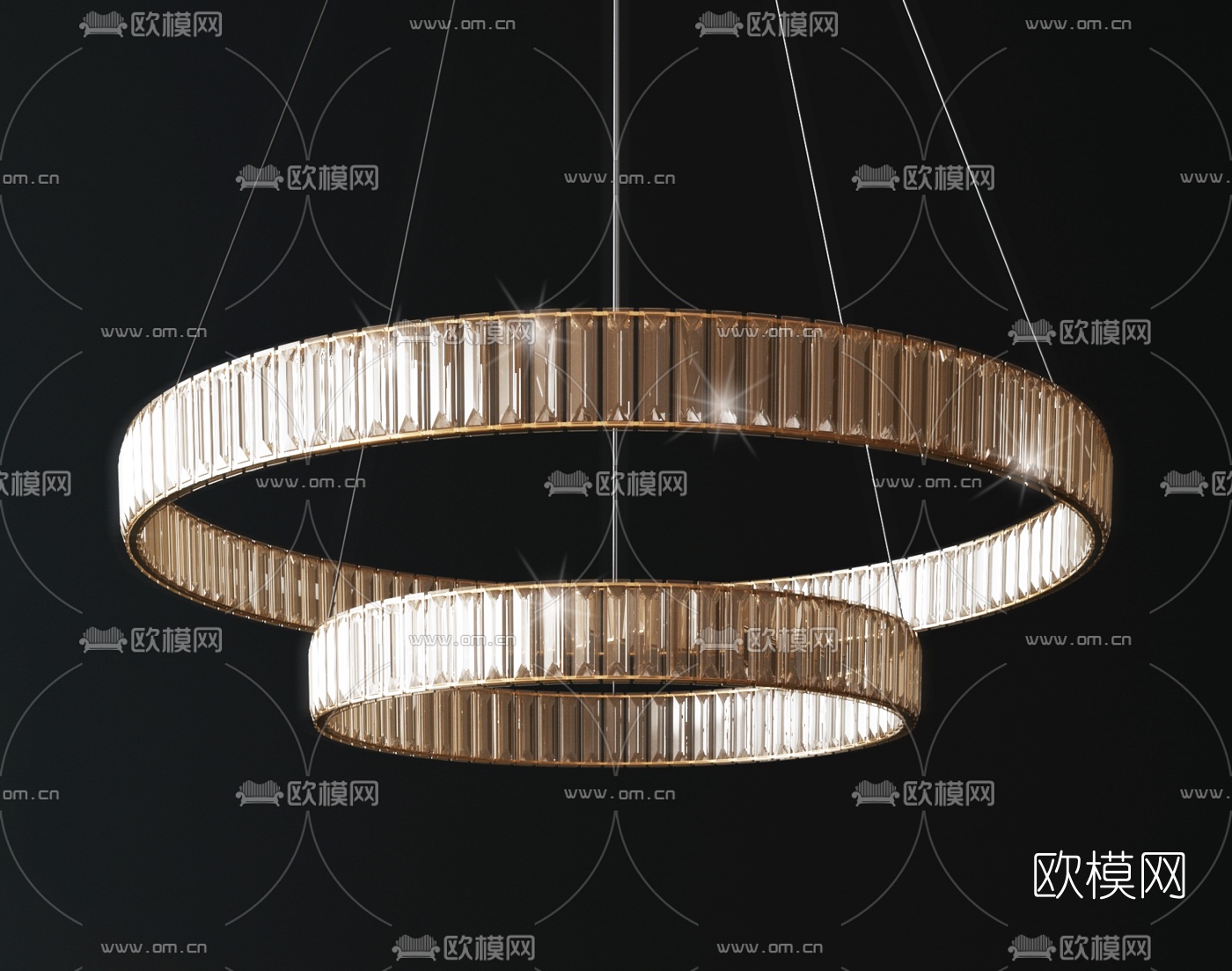 现代轻奢水晶玻璃吊灯3d模型下载（渲染图4）