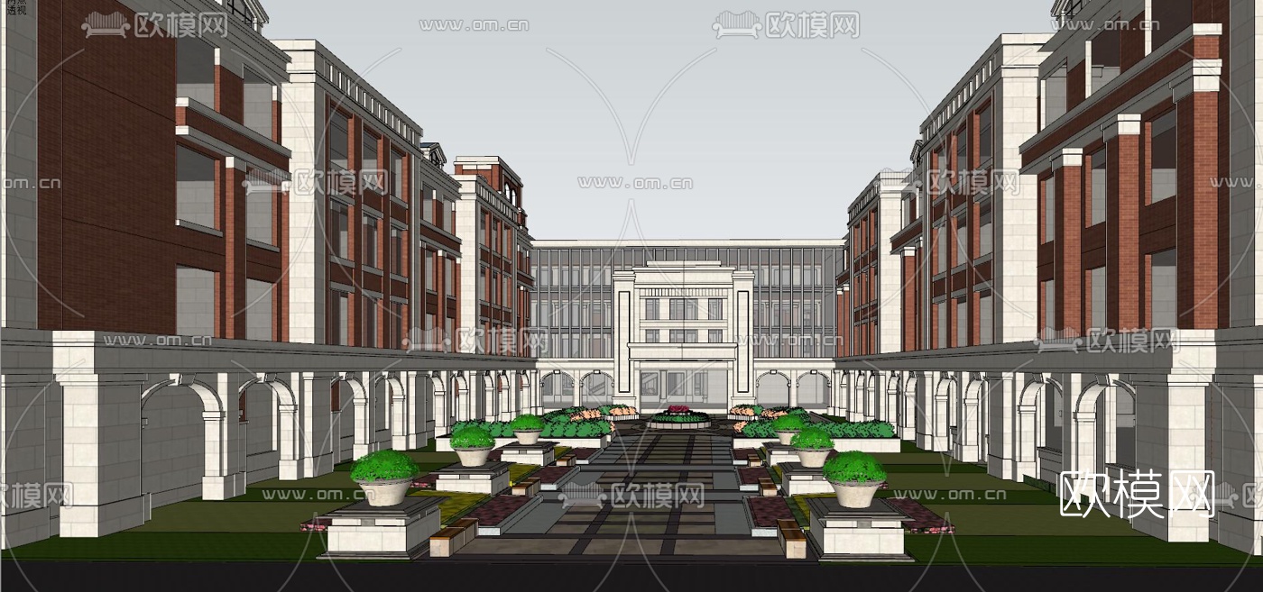 法式公寓楼外观su模型下载（渲染图4）