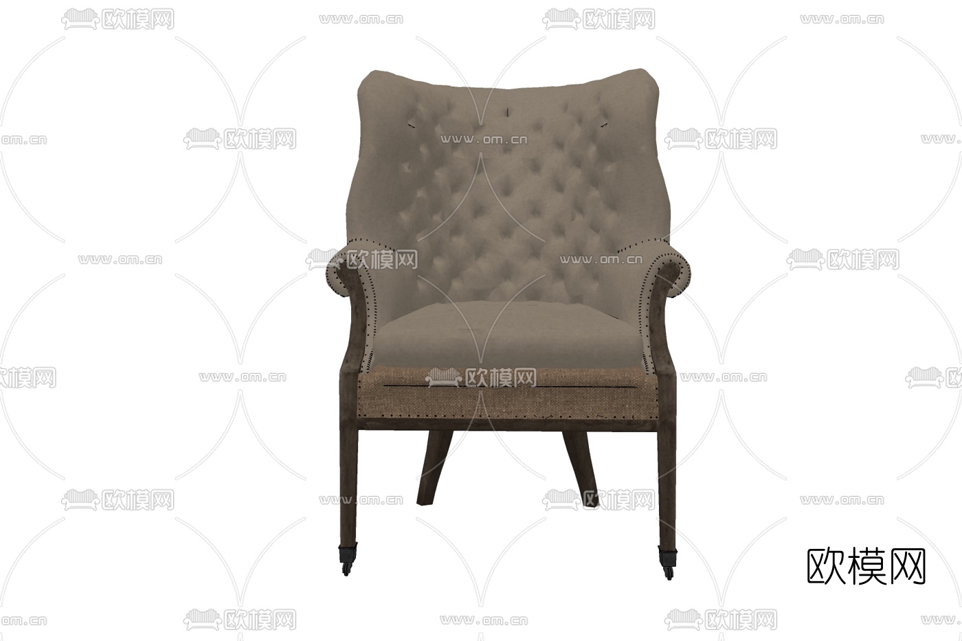 简欧布艺休闲椅免费su模型下载