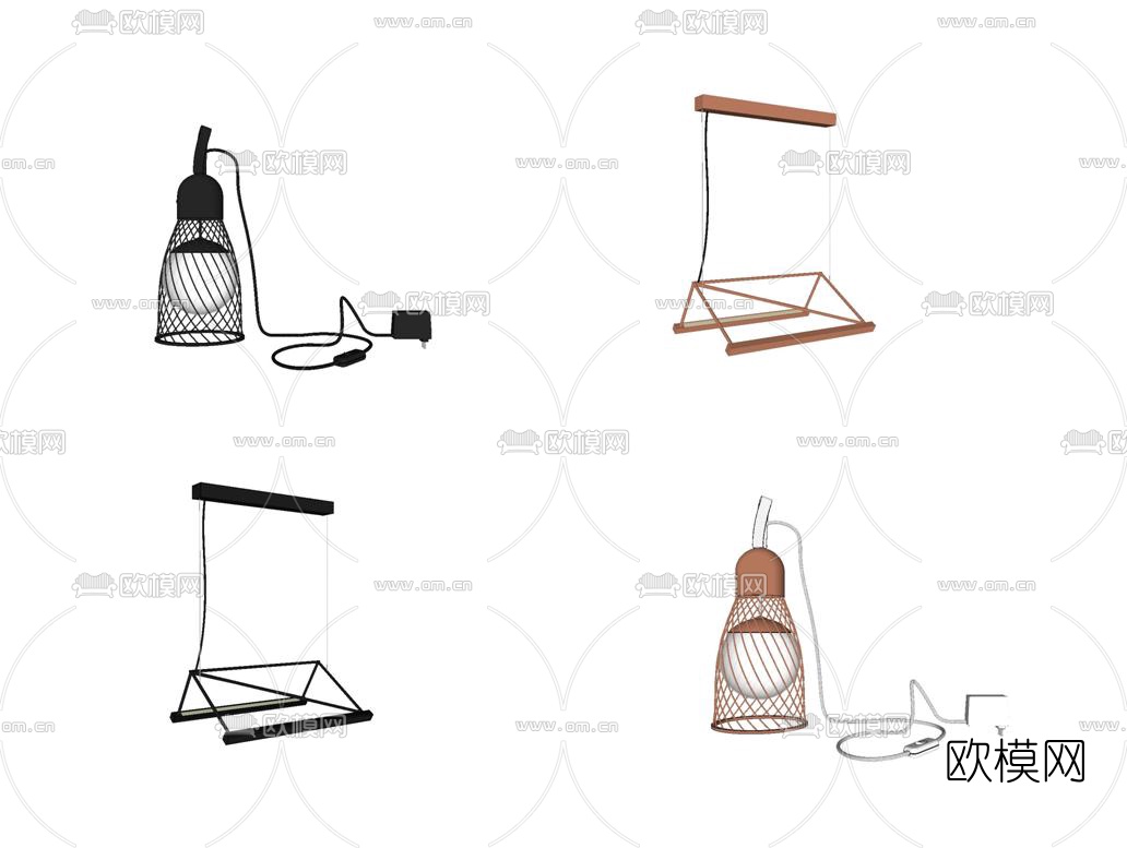 北欧吊灯su模型下载
