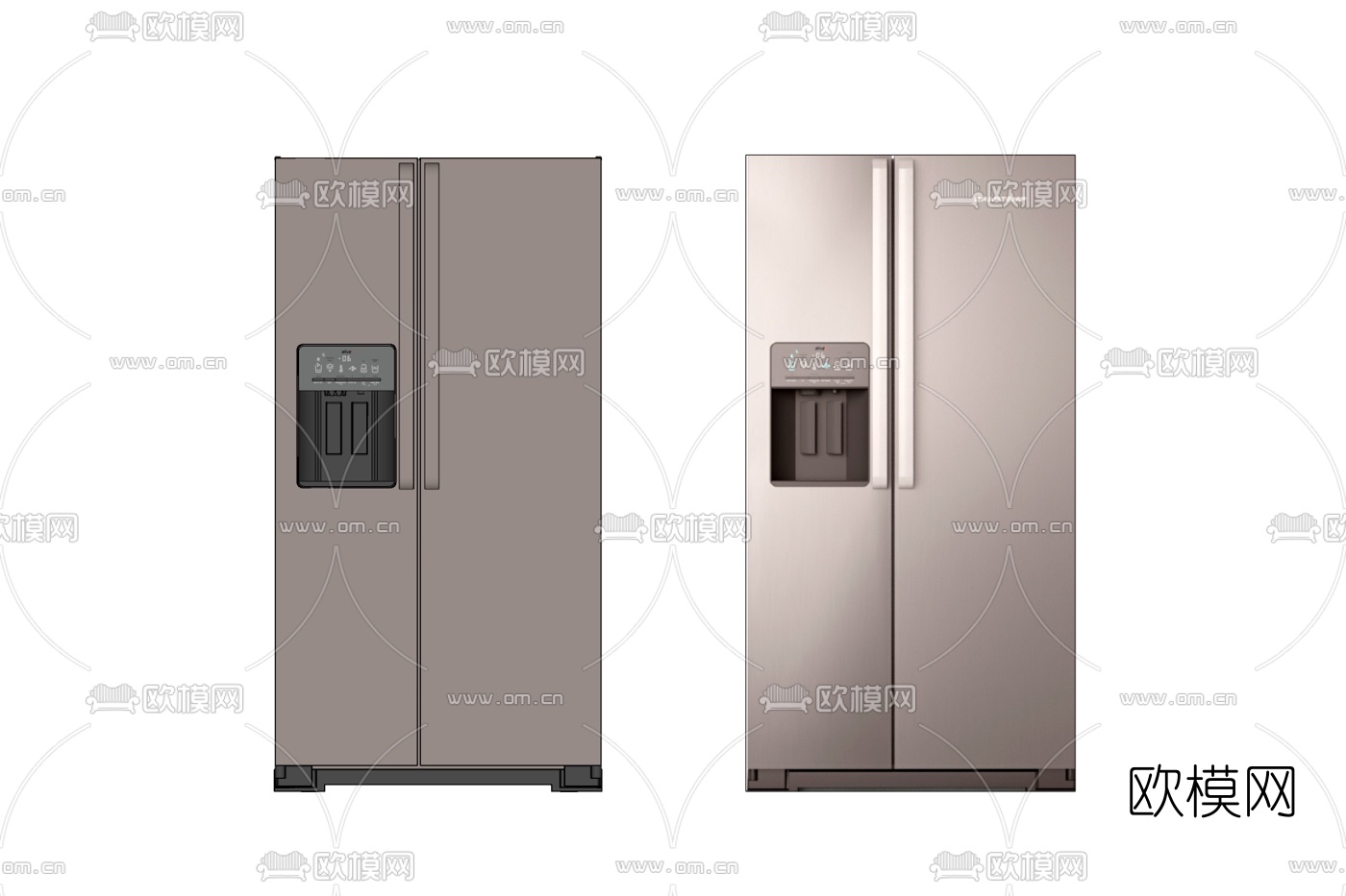 现代双开门冰箱免费su模型下载