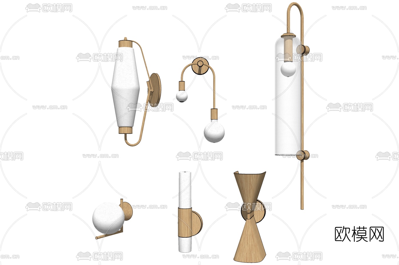 现代金属壁灯组合免费su模型下载