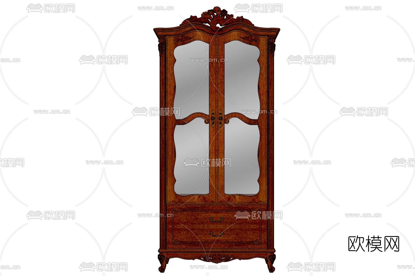 欧式实木衣柜免费su模型下载