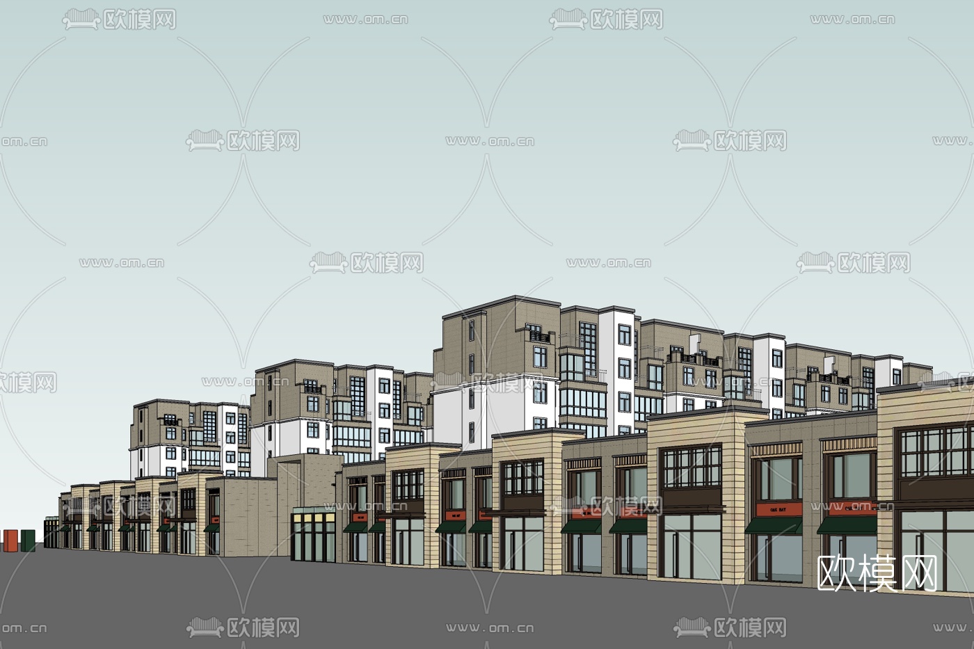 欧式商住综合楼免费su模型下载