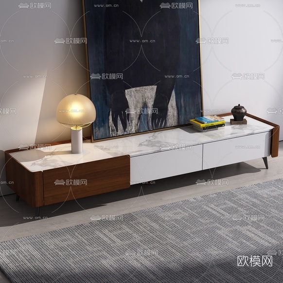 北欧实木电视柜3d模型下载(渲染图2)
