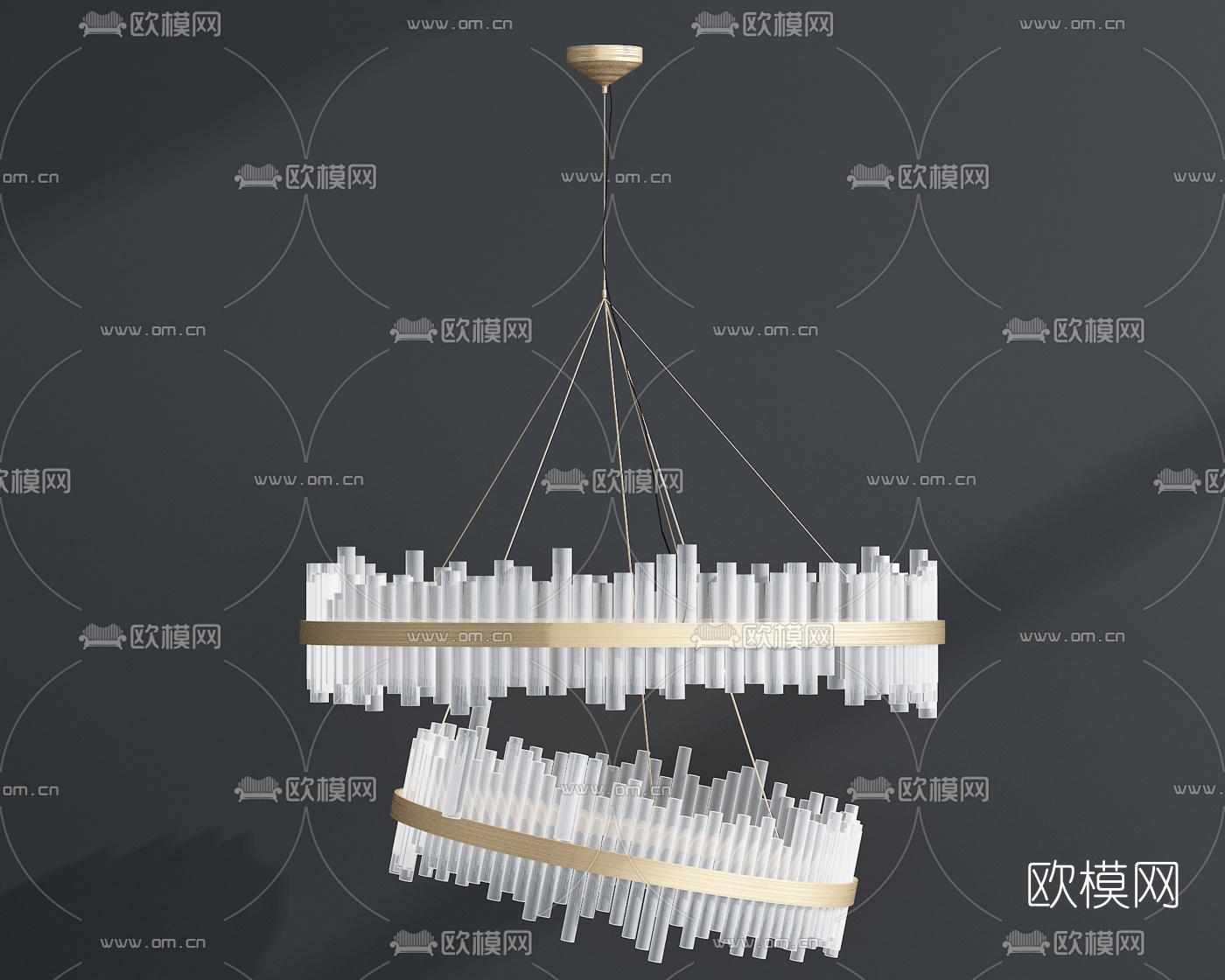现代轻奢创意水晶吊灯3d模型下载（渲染图4）