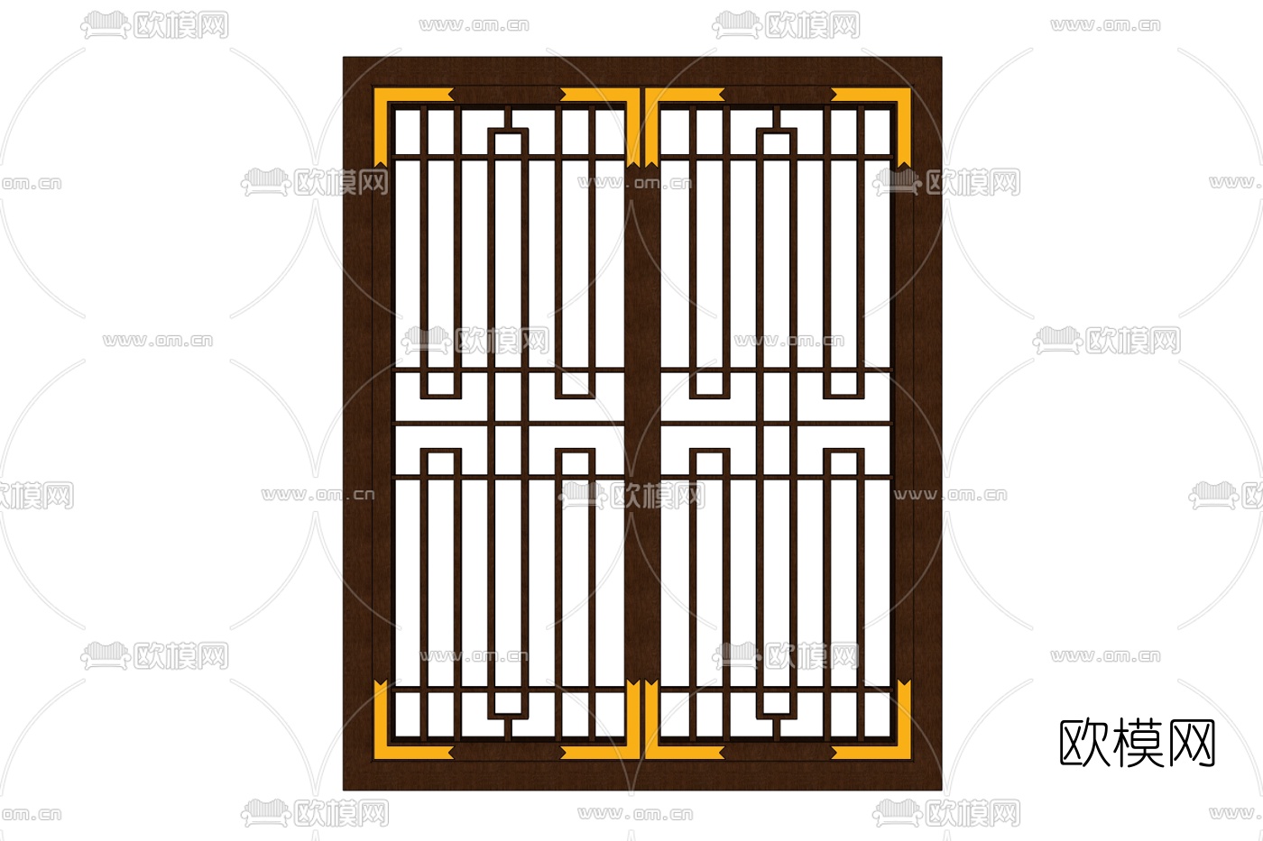 中式云纹窗户免费su模型下载