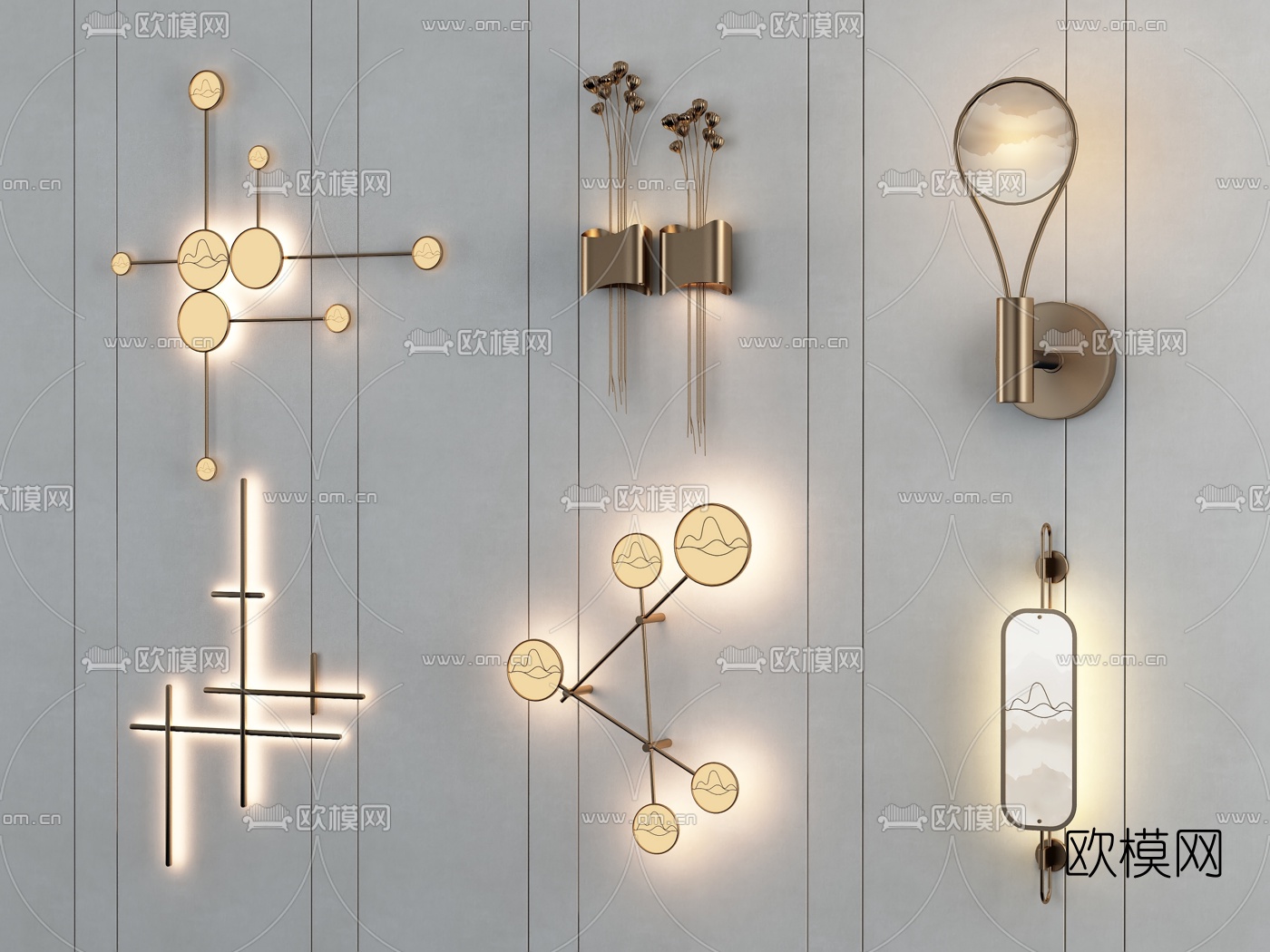 新中式轻奢壁灯3d模型下载
