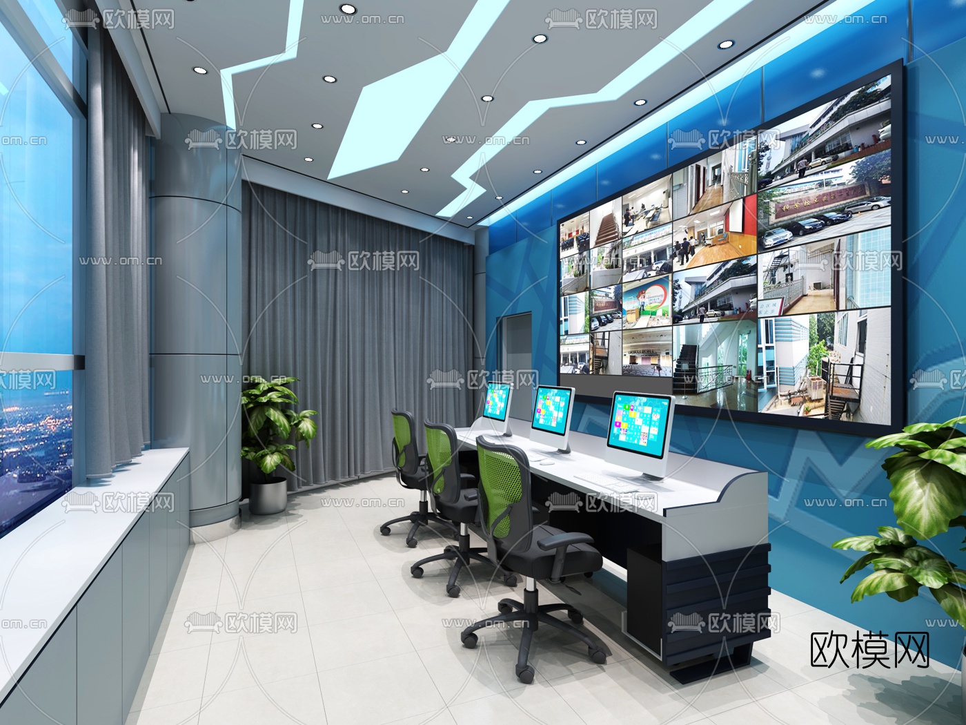 现代科技馆监控中心免费3d模型