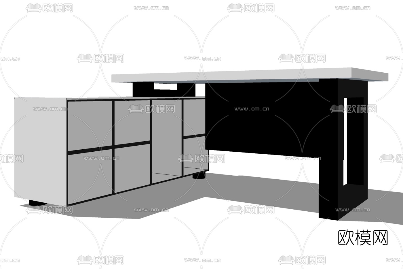 现代实木大班台免费su模型下载