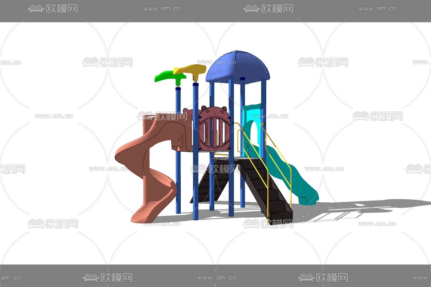 现代儿童滑梯免费su模型下载