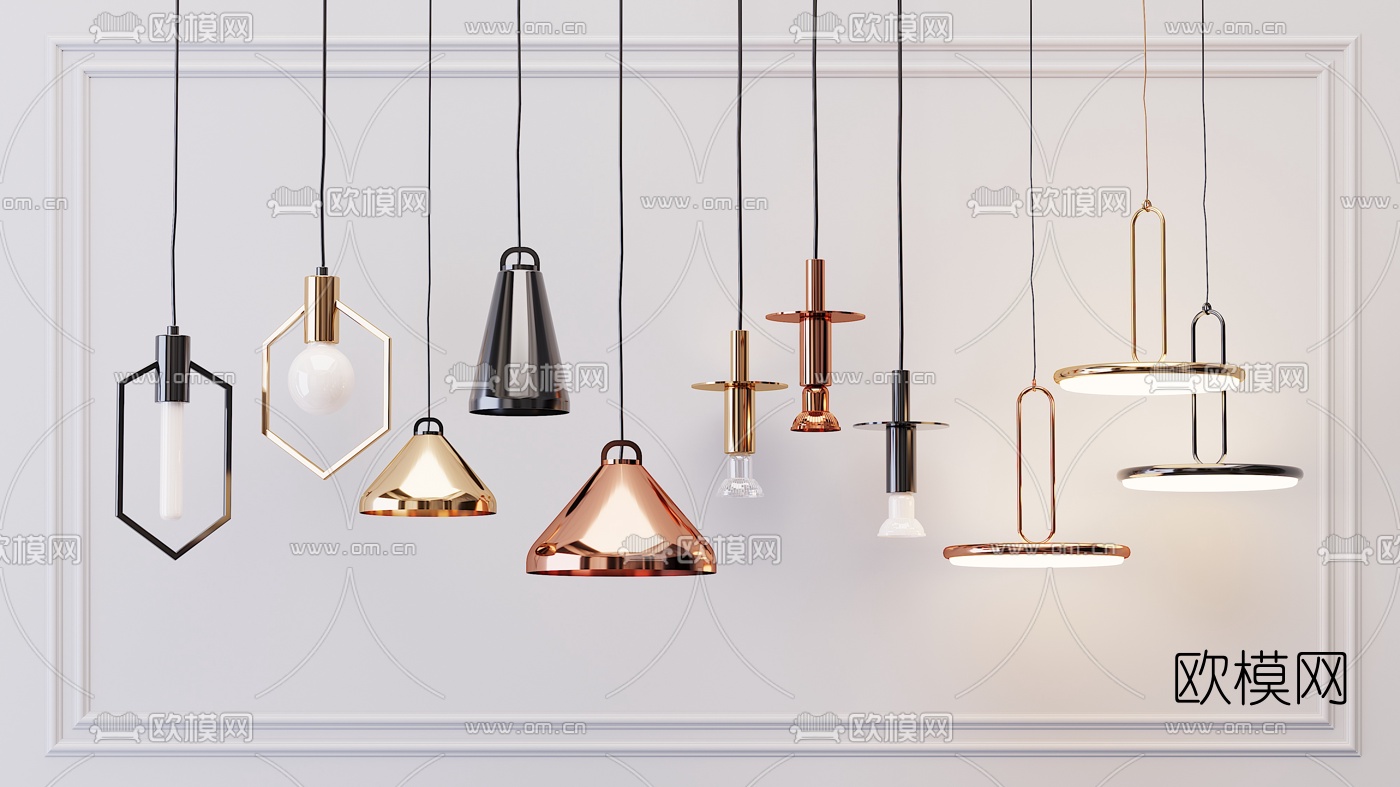 现代金属吊灯3d模型下载