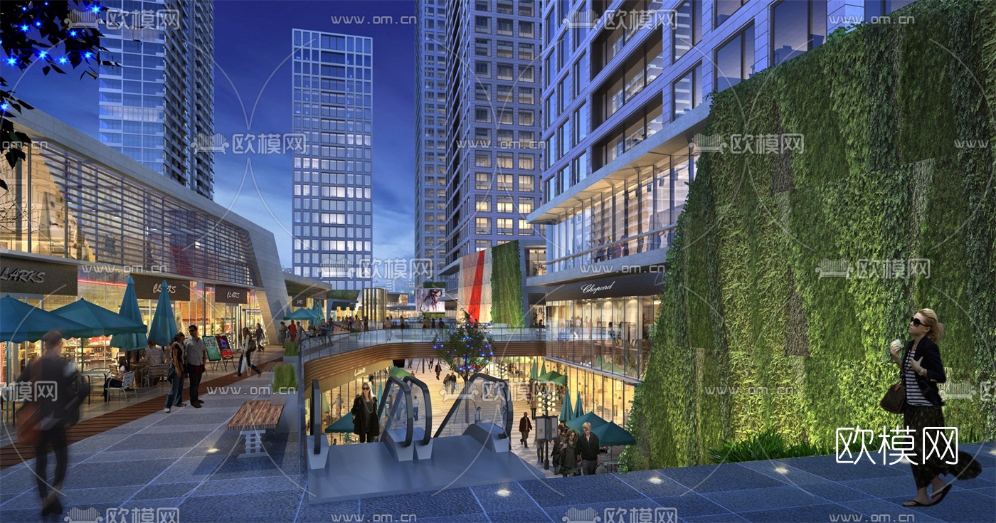 现代商住综合楼su模型下载（渲染图6）