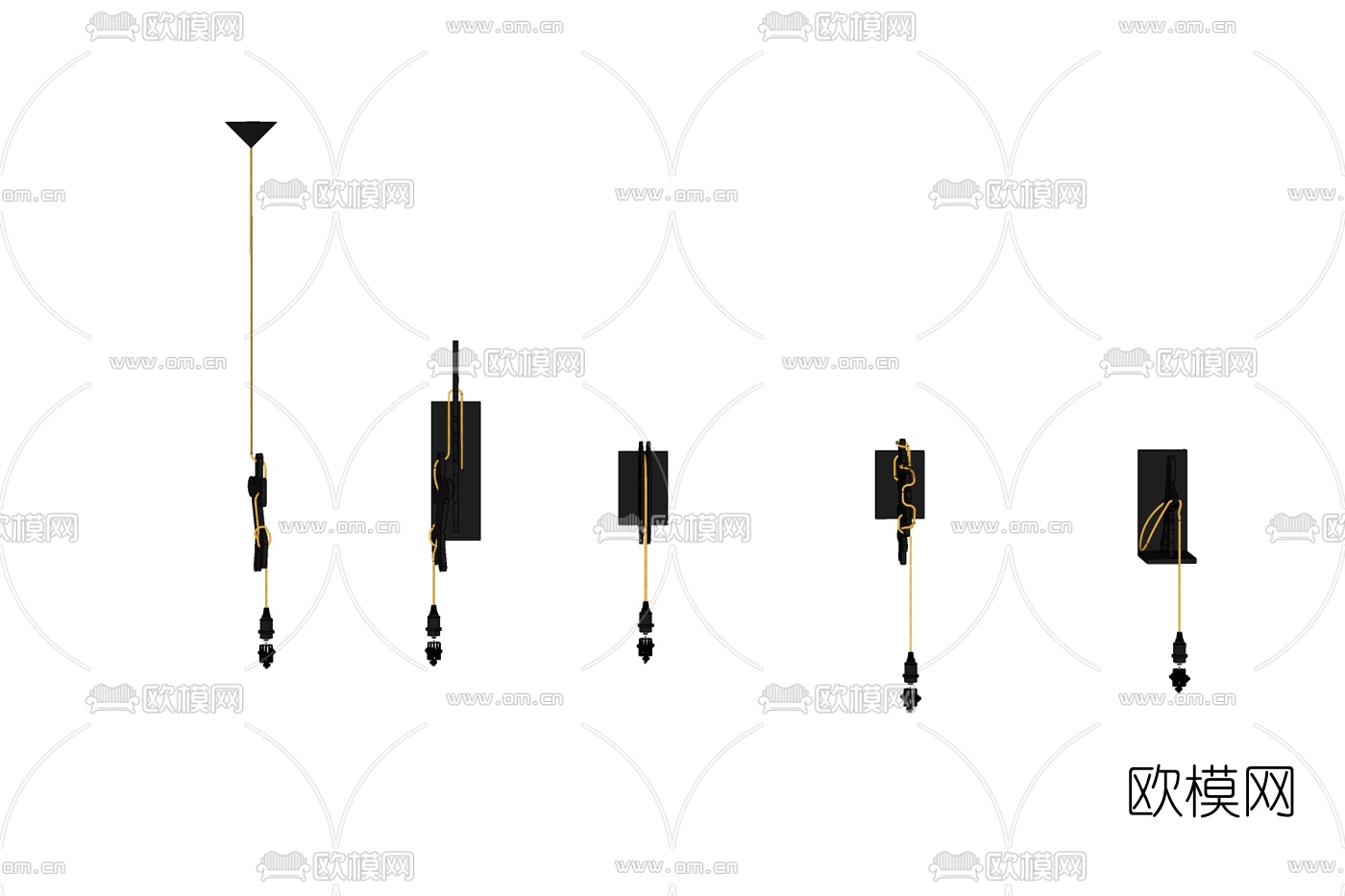 现代金属壁灯免费su模型下载