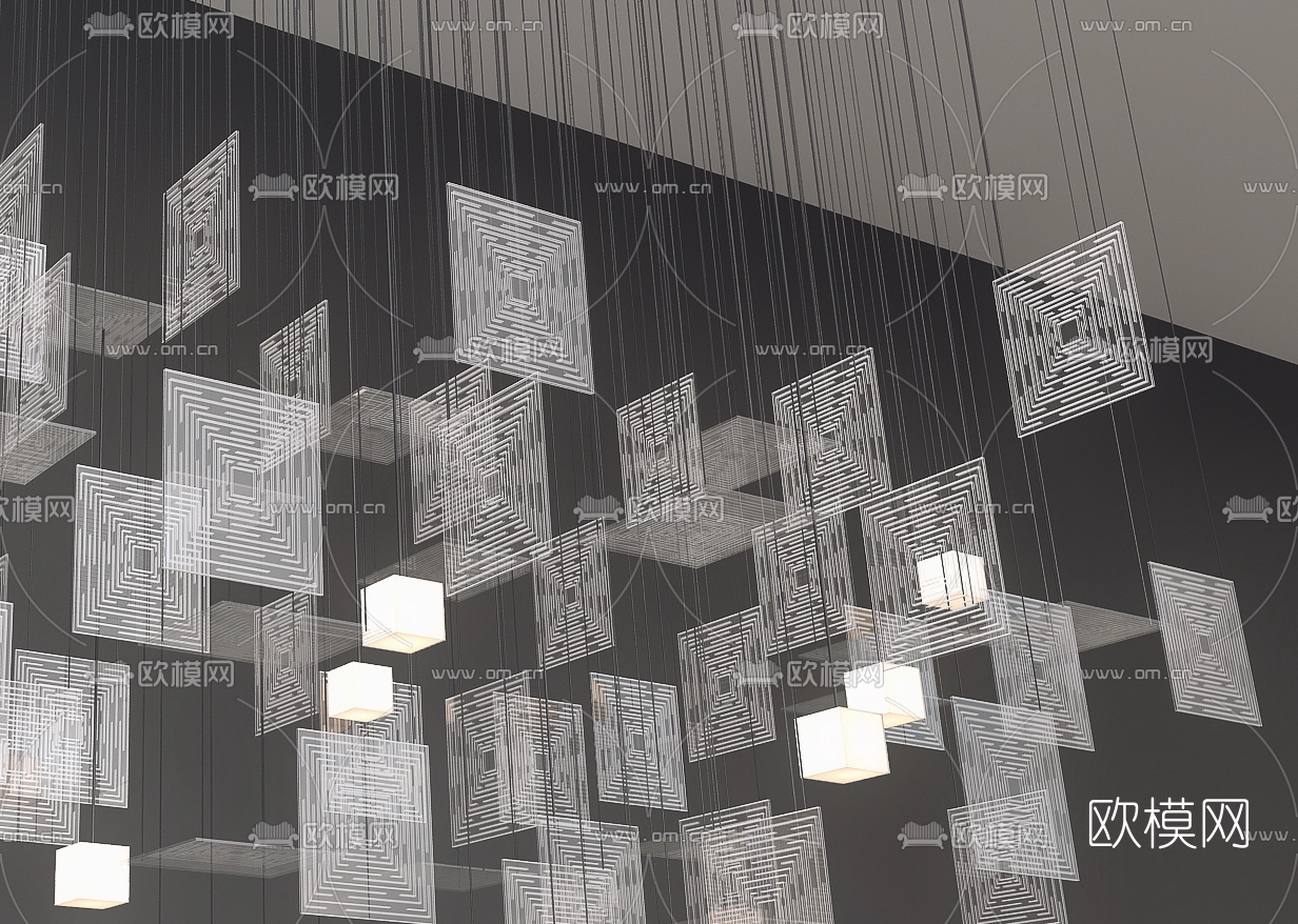 现代几何艺术装饰灯3d模型下载（渲染图2）