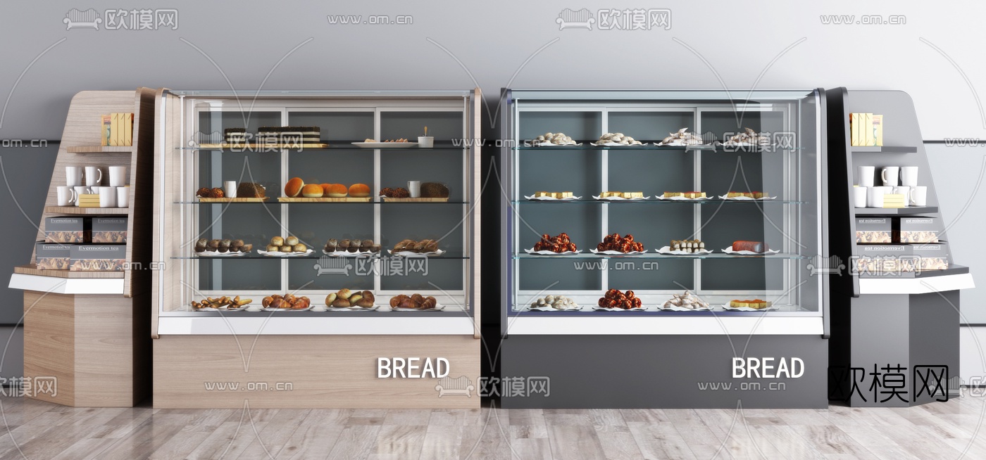 现代面包展柜保鲜柜3d模型下载