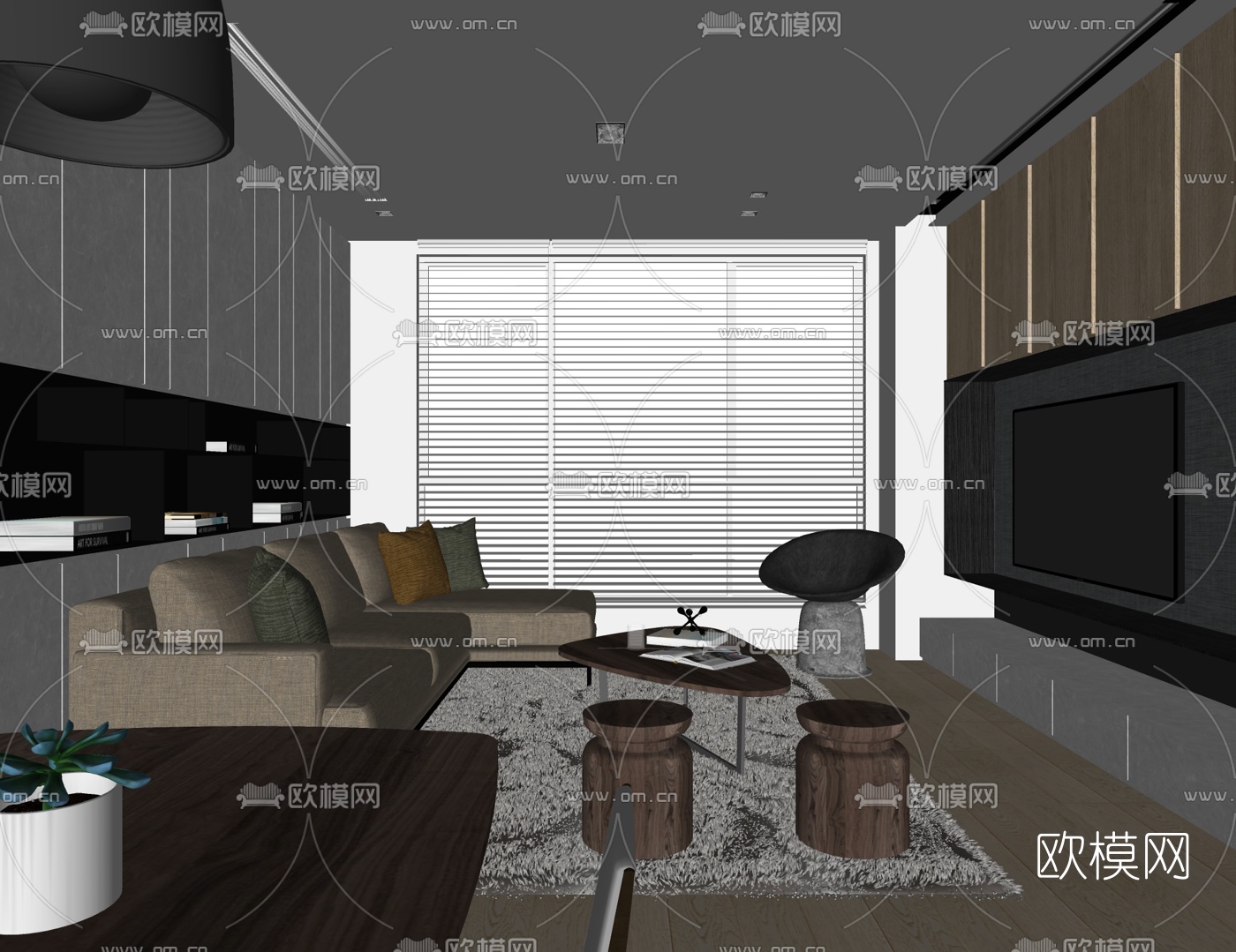 唐忠汉现代客厅su模型下载