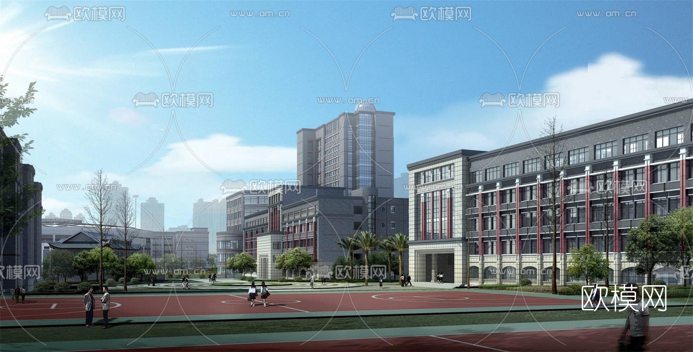 简欧学校鸟瞰3d模型下载（渲染图4）