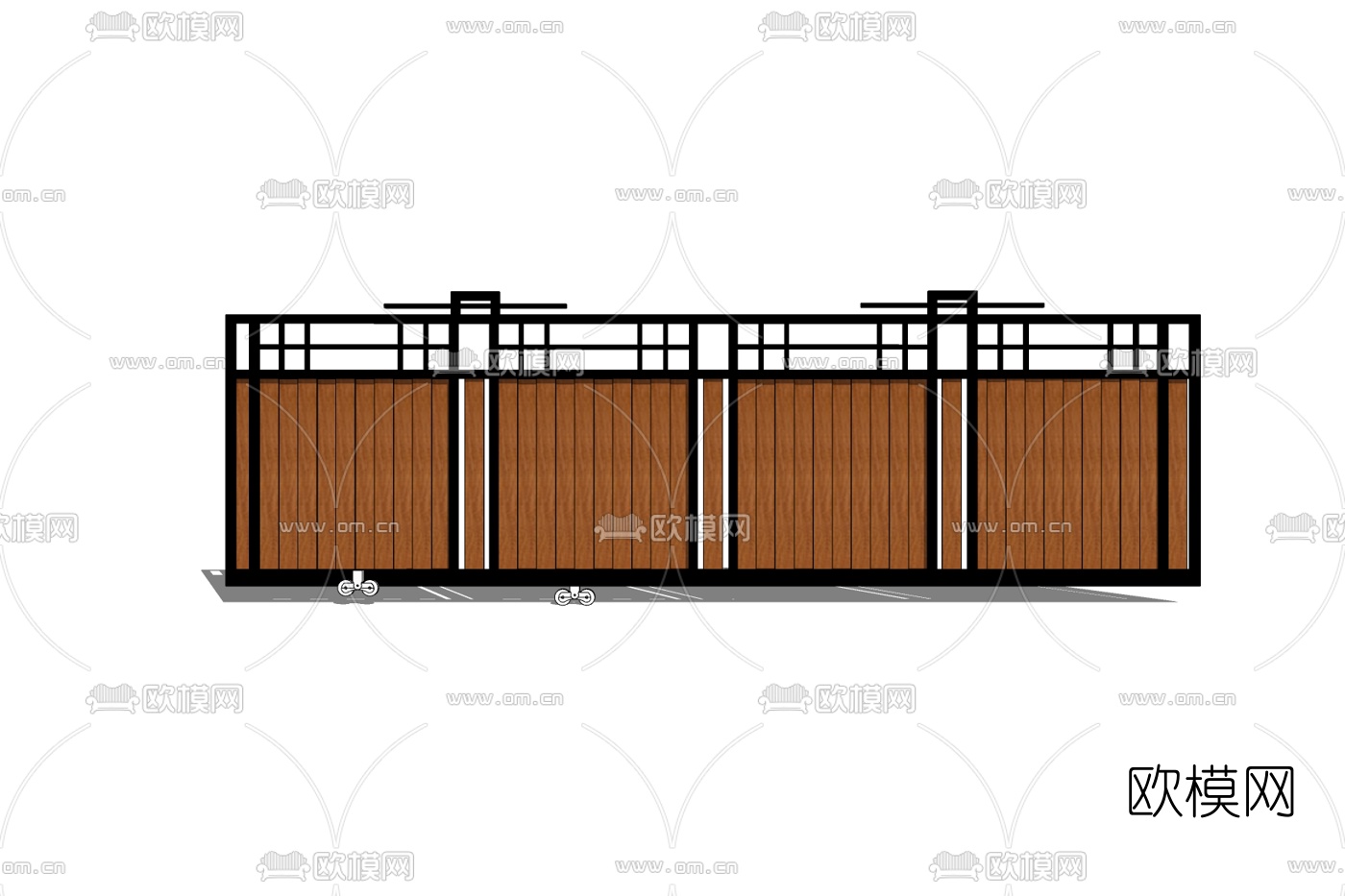 新中式大门推拉门免费su模型下载