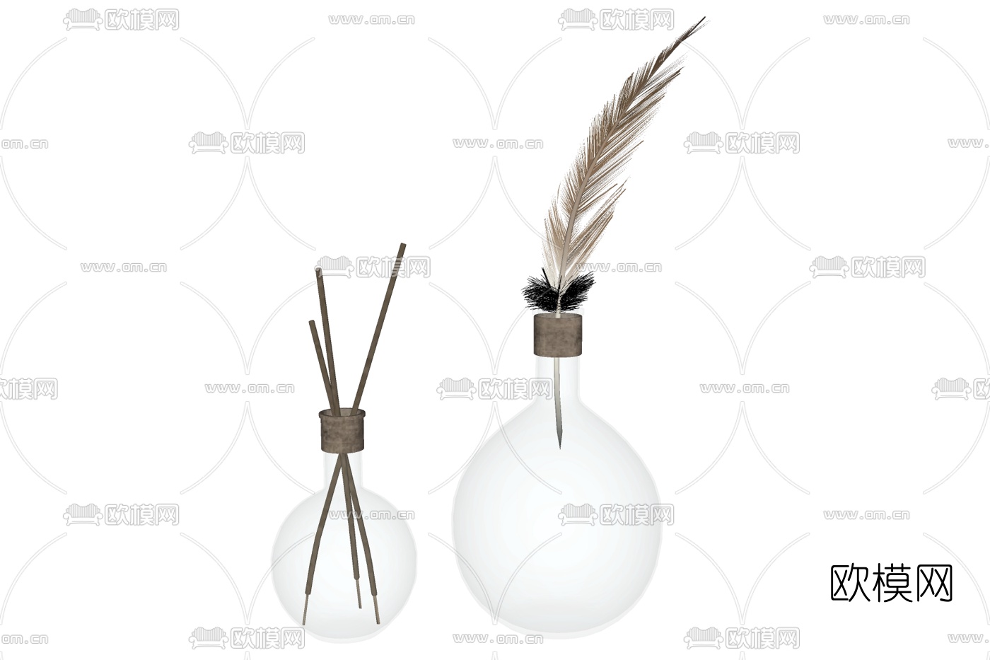 现代花瓶花卉免费su模型下载