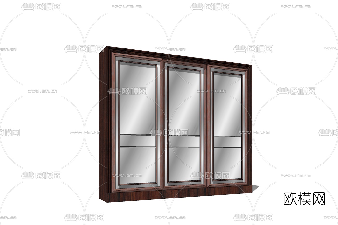 现代实木衣柜免费su模型下载