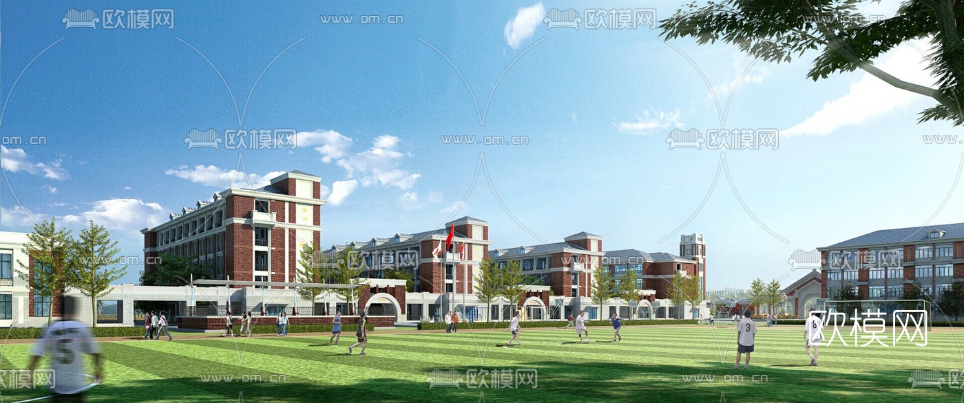 欧式学校su模型下载（渲染图1）