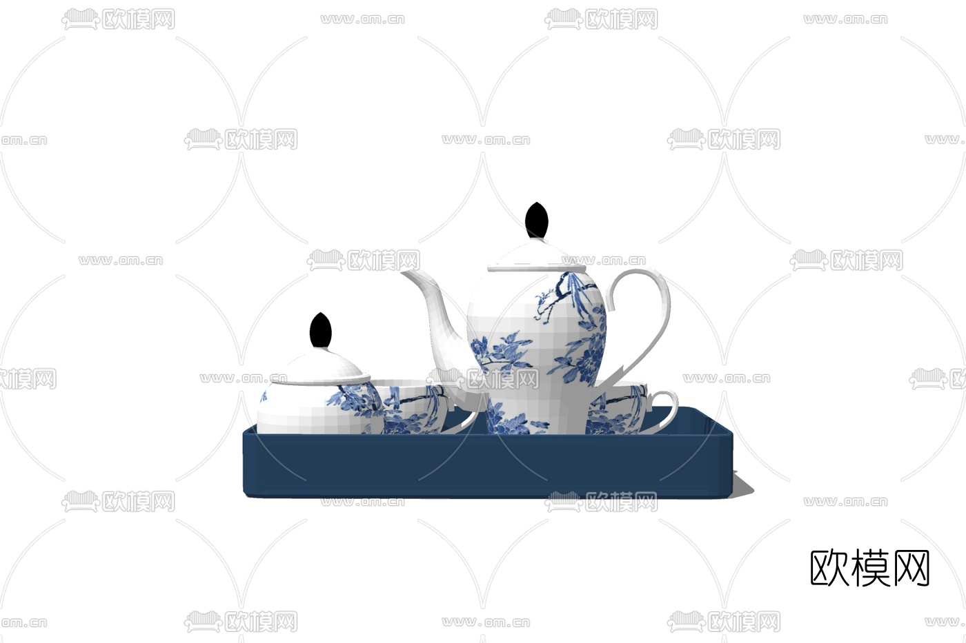新中式茶壶茶杯免费su模型下载