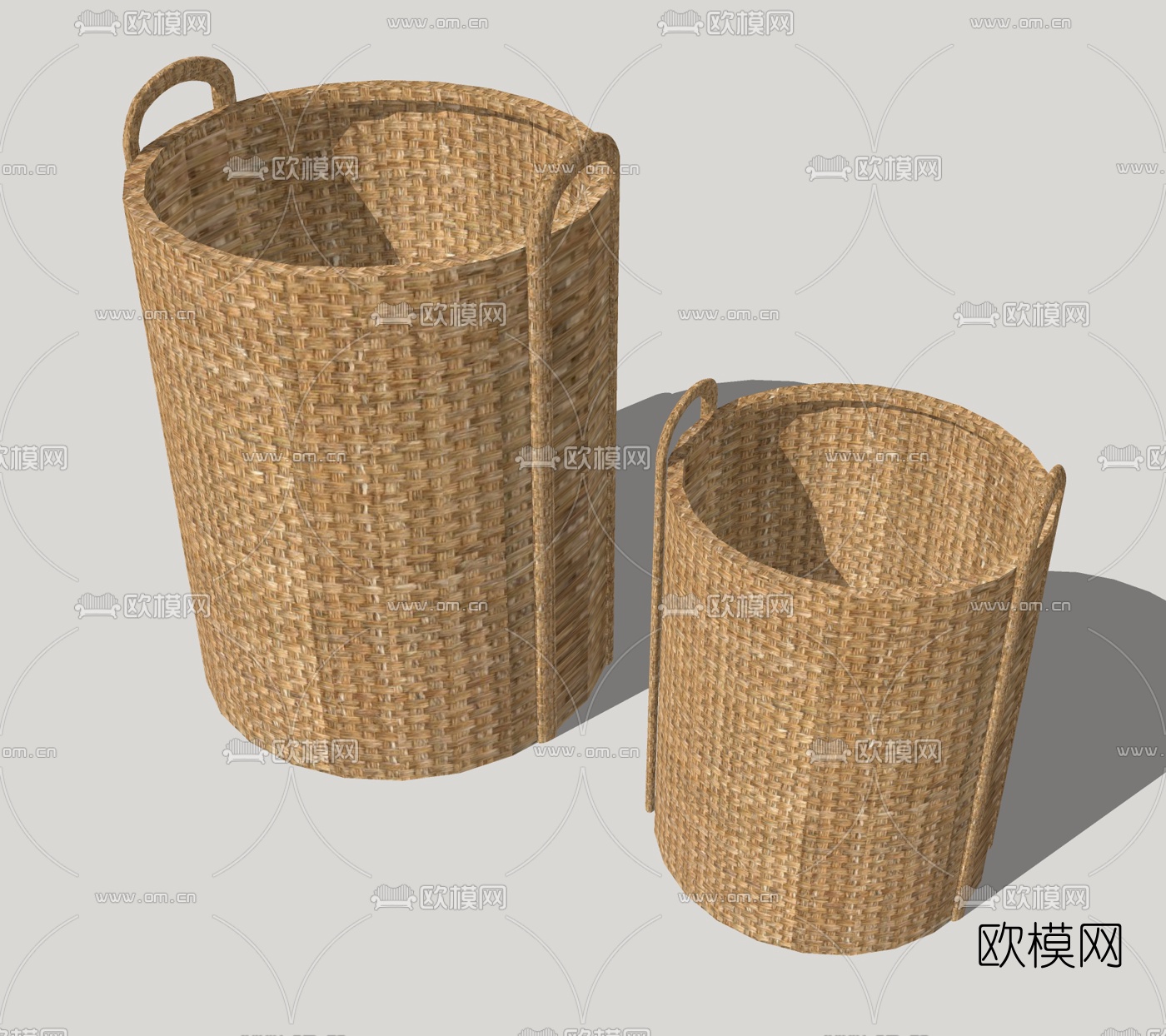 自然风竹编箩筐免费su模型下载