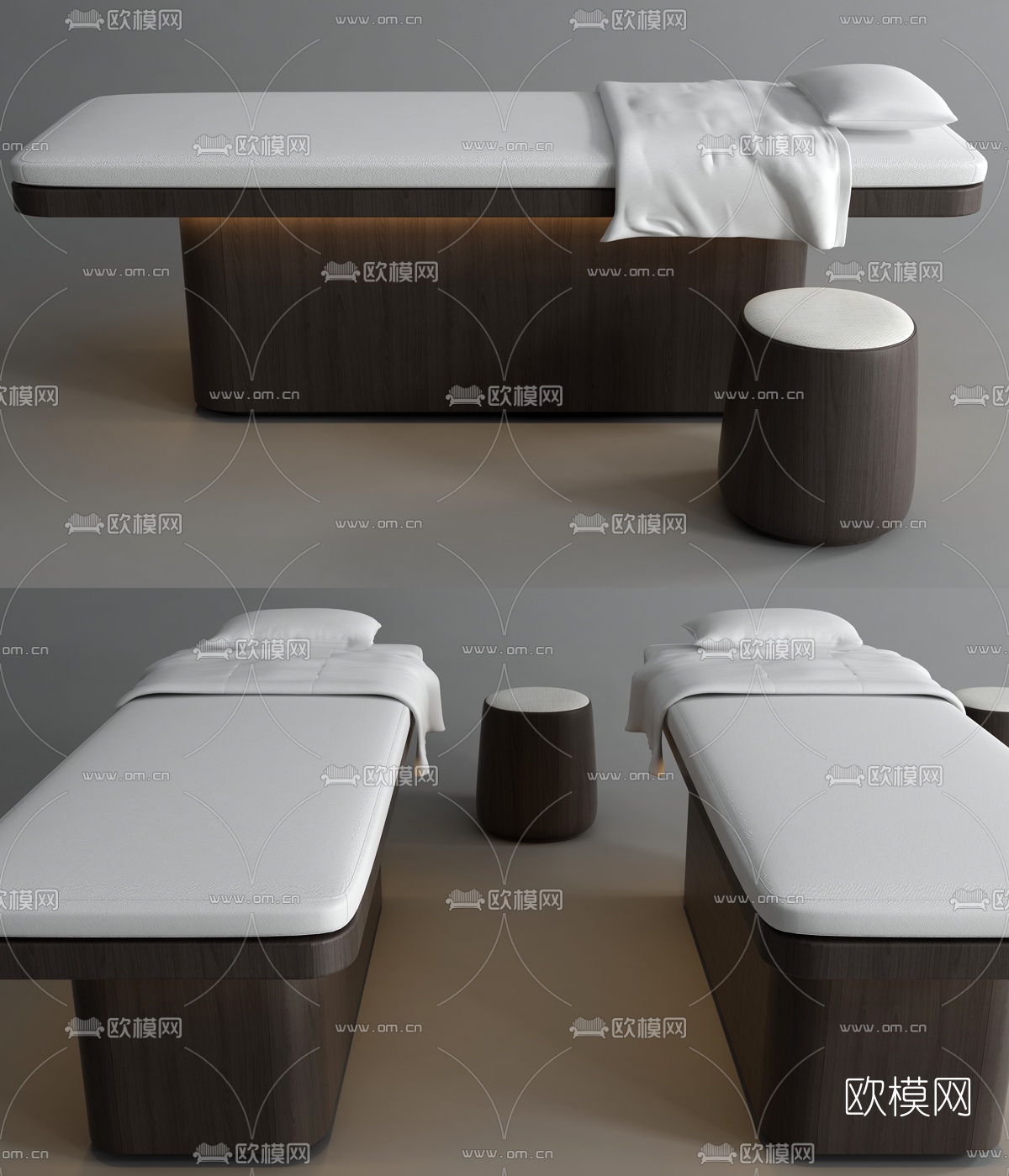 现代实木按摩床3d模型
