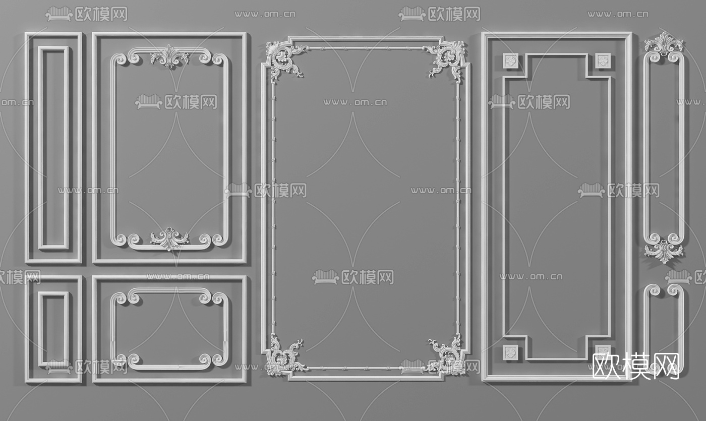 欧式雕花线条组合3d模型