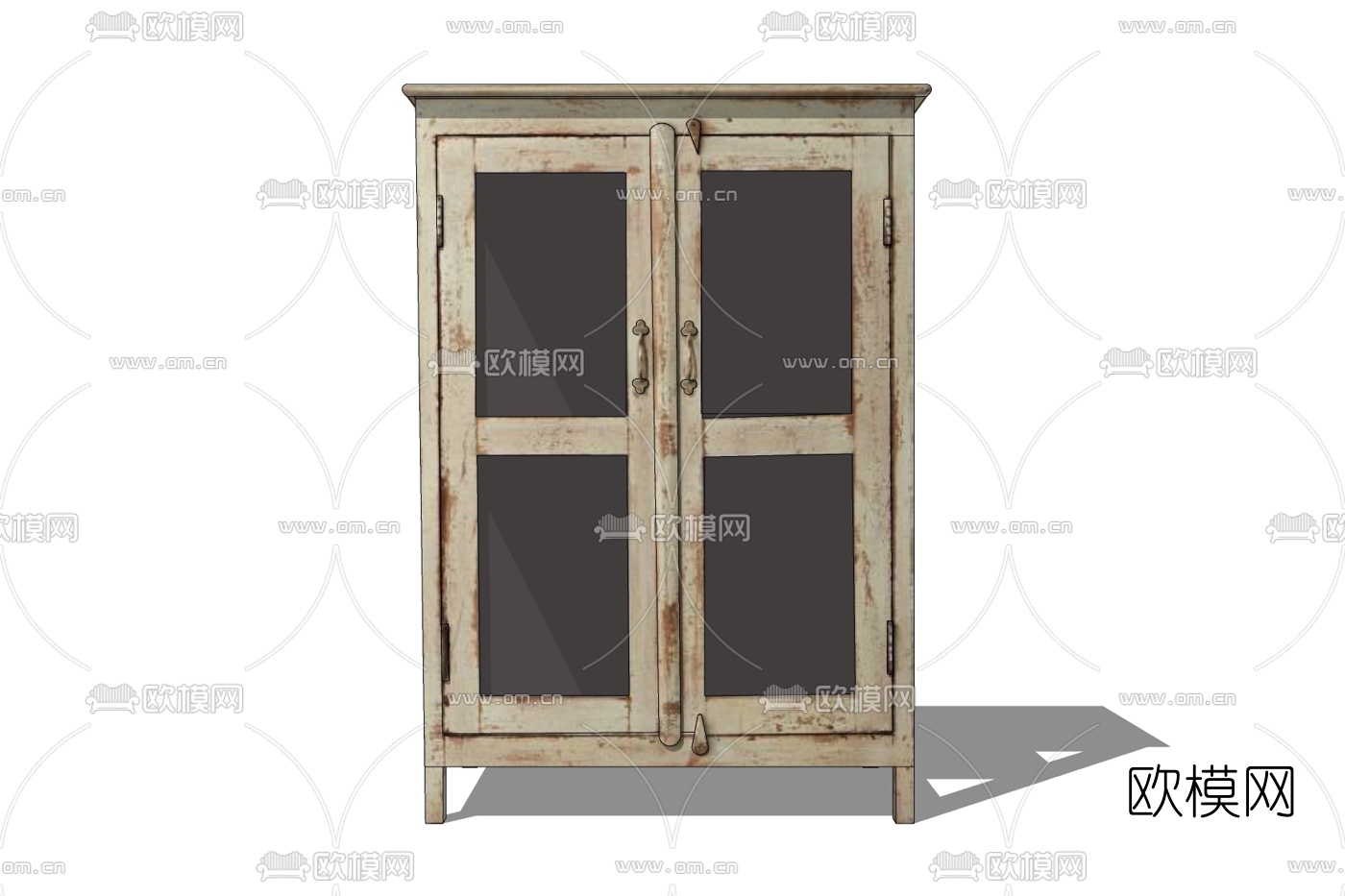 工业风玻璃餐边柜免费su模型